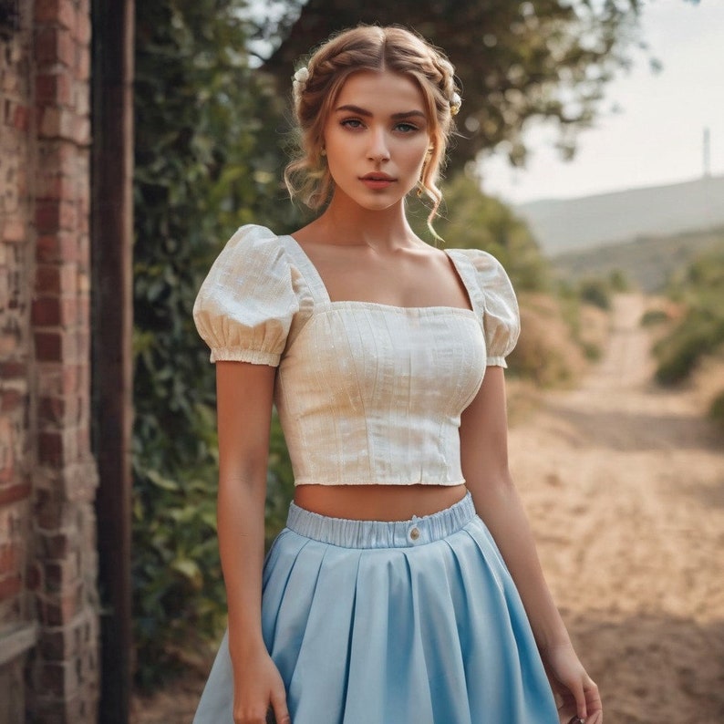 Linen Cottagecore Crop Top Sewing Pattern:XS-4XL (PDF Pattern)