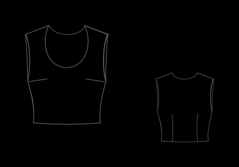 Sleeveless Crop Top Sewing Pattern:Round Neck, Bodycon (XS-4XL) (PDF Pattern)