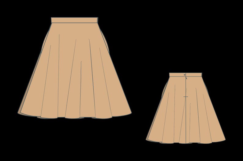 Vintage Full Circle Skirt Sewing Pattern:US Size 2-30 (PDF Pattern)