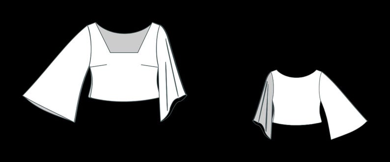 Boho Linen Bell Sleeve Crop Top Sewing Pattern (XS-4XL) (PDF)
