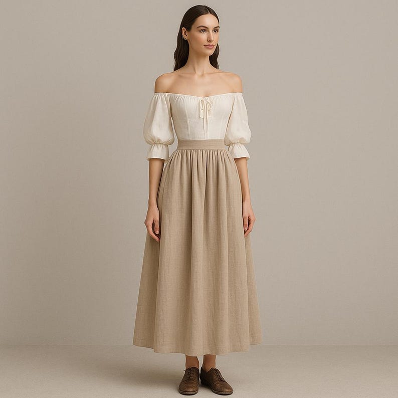 Renaissance Linen Maxi Skirt Sewing Pattern, US 2-30 (Digital Download)