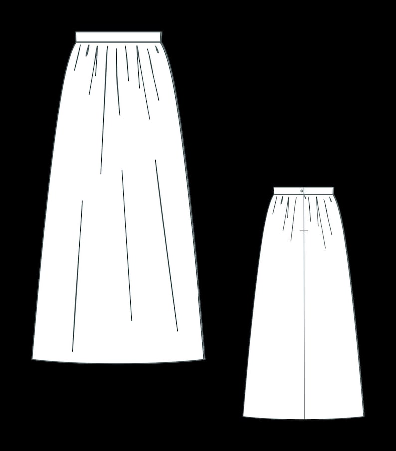 Renaissance Linen Maxi Skirt Sewing Pattern, US 2-30 (Digital Download)