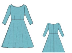1950's Vintage Summer Dress Sewing Pattern (XS-4XL)(PDF Pattern)