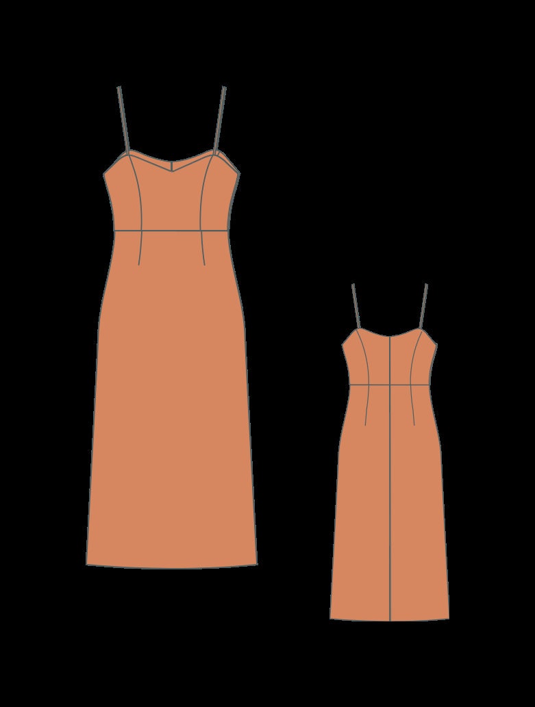 Satin Slip Dress Sewing Pattern, Strappy Cocktail Dress (Digital Download)