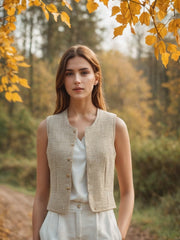 Linen Vest Sewing Pattern, Round Neck, Women's Sizes 2-30 (PDF Pattern)