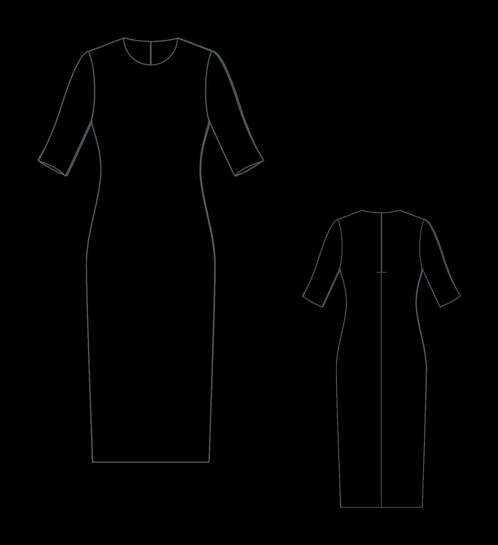 Bodycon Midi Dress Sewing Pattern: Stretch Pencil Dress (A4-US Letter)