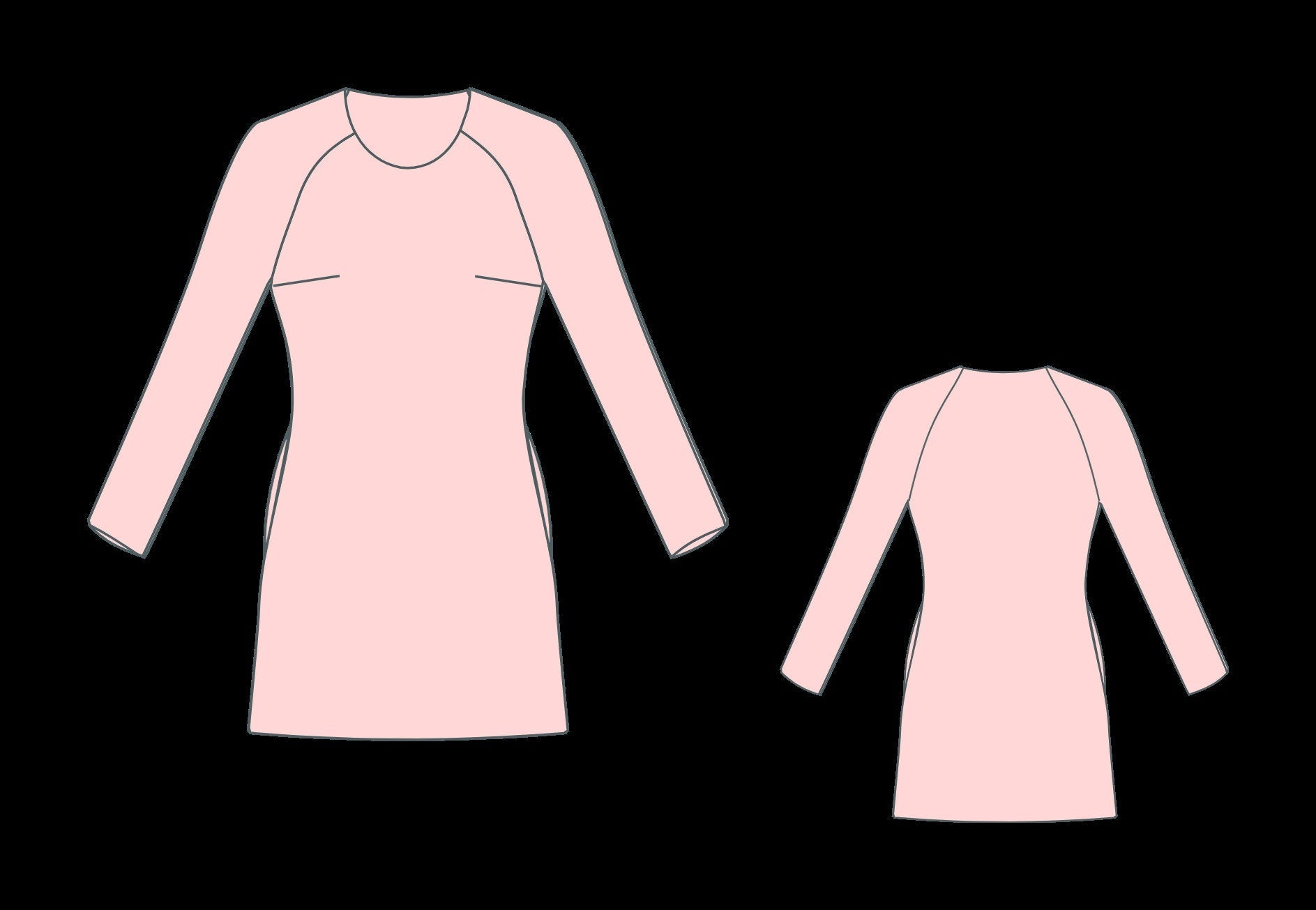 Raglan Sleeve Dress Sewing Pattern:XS-4XL (Digital Download)