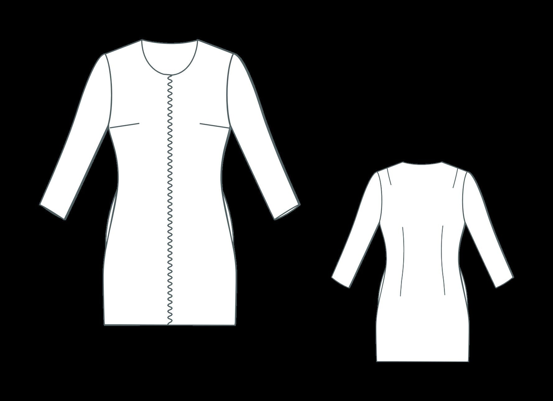Pinafore Front Zipper Dress Sewing Pattern:XS-4XL (Digital Download)