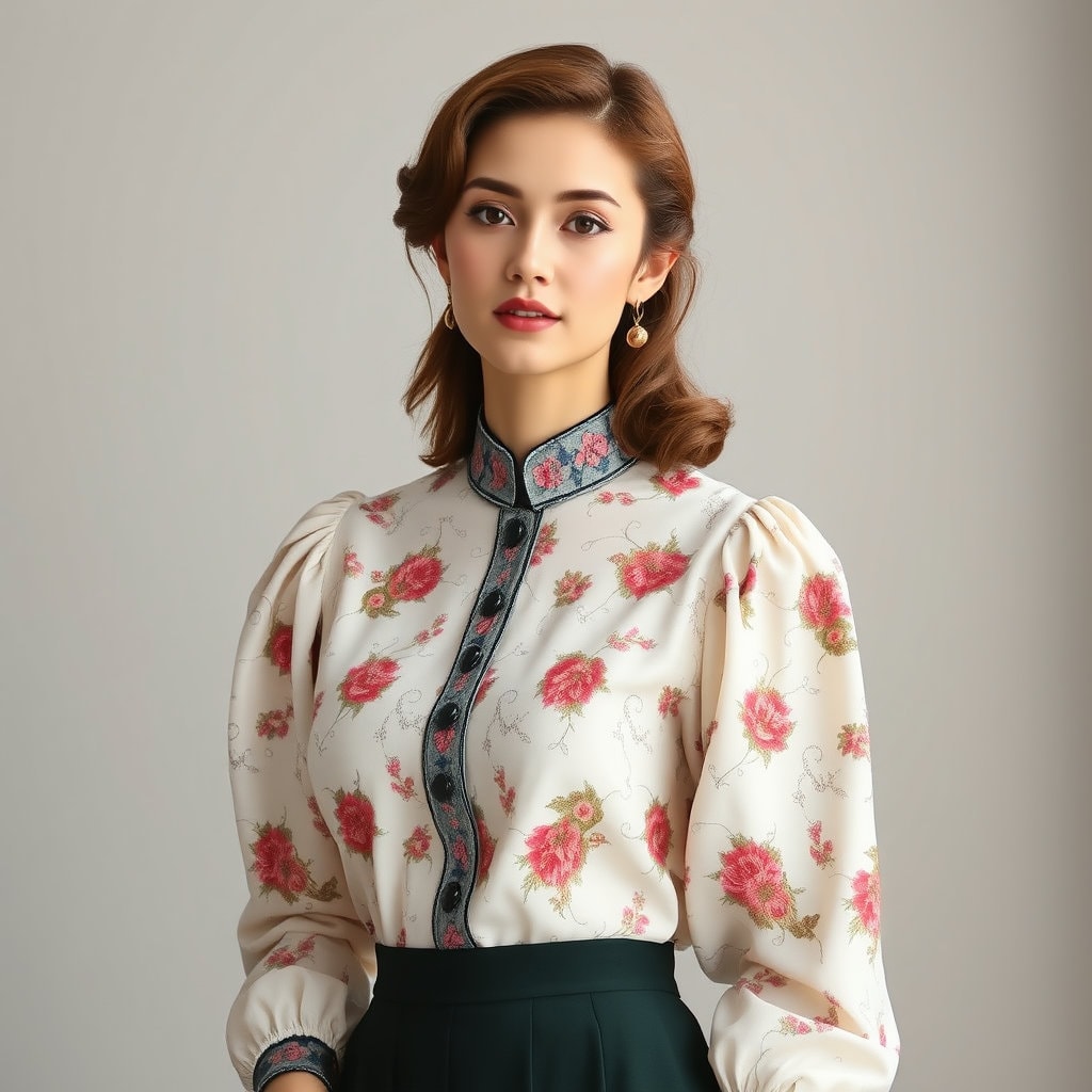 Vintage Mandarin Neck Shirt Sewing Pattern:US 2-30, XS-4XL (Digital Download)