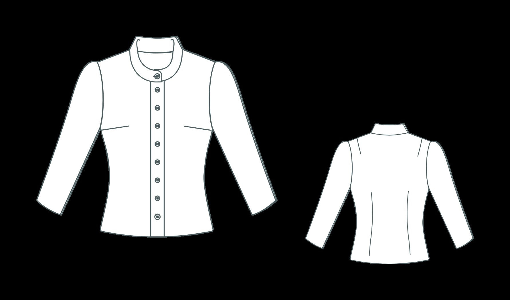 Vintage Mandarin Neck Shirt Sewing Pattern:US 2-30, XS-4XL (Digital Download)