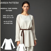 Medieval Tunic Sewing Pattern:Bohemian Cosplay (XS-4XL) (PDF Pattern)