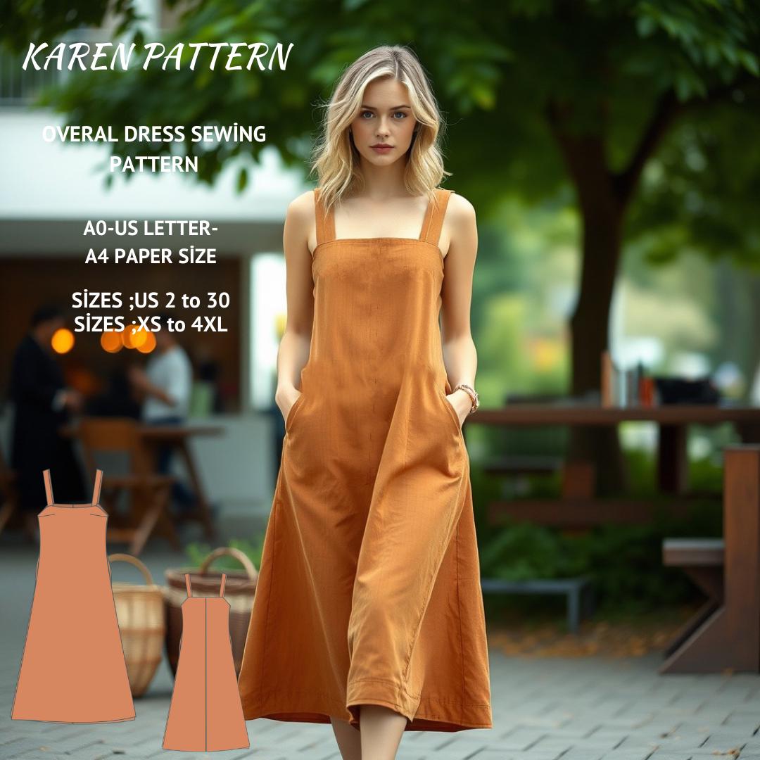 Pinafore Dress Sewing Pattern: Cottagecore Apron,Milkmaid Style (PDF Pattern, XS-4XL Sizes)