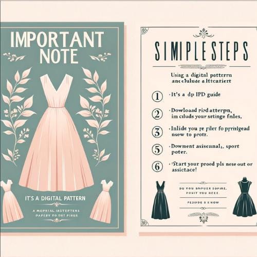Linen Button Down Midi Dress Sewing Pattern(XS-4XL) (PDF Pattern)