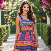 Mexican Fiesta Dress Sewing Pattern:Strappy A-Line Design (PDF Pattern)