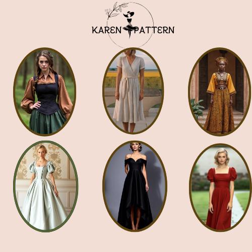 Regency Gown Sewing Pattern: Renaissance,Victorian, Elvish Dress (PDF Pattern, XS-4XL)