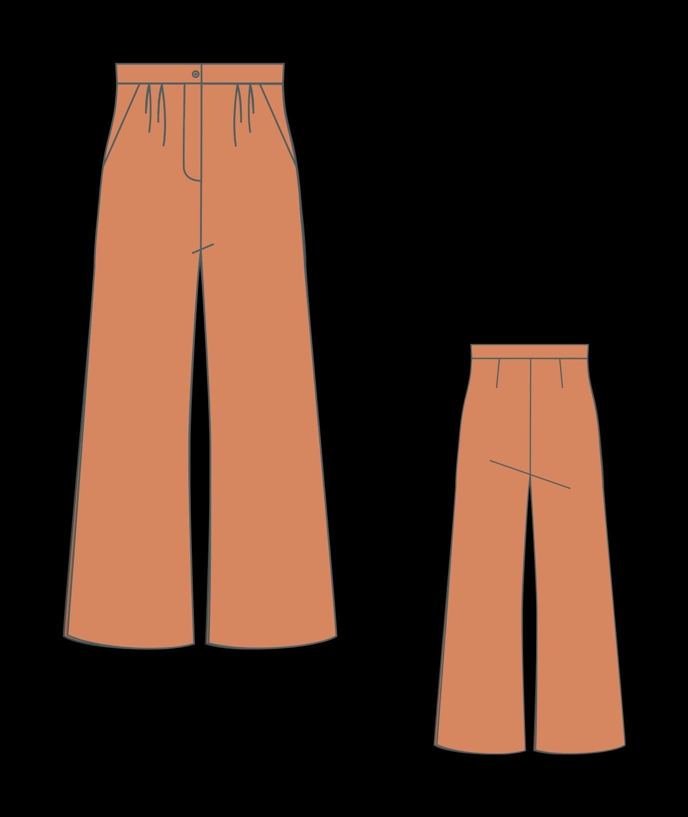 Wide Leg Pleated Trousers Sewing Pattern:US Size 2-30 (PDF Pattern)