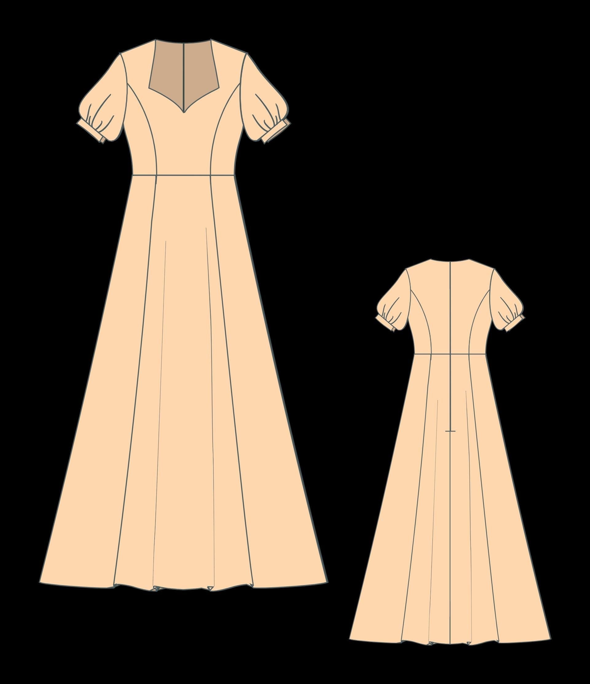 Regency Gown Sewing Pattern: Renaissance,Victorian, Elvish Dress (PDF Pattern, XS-4XL)