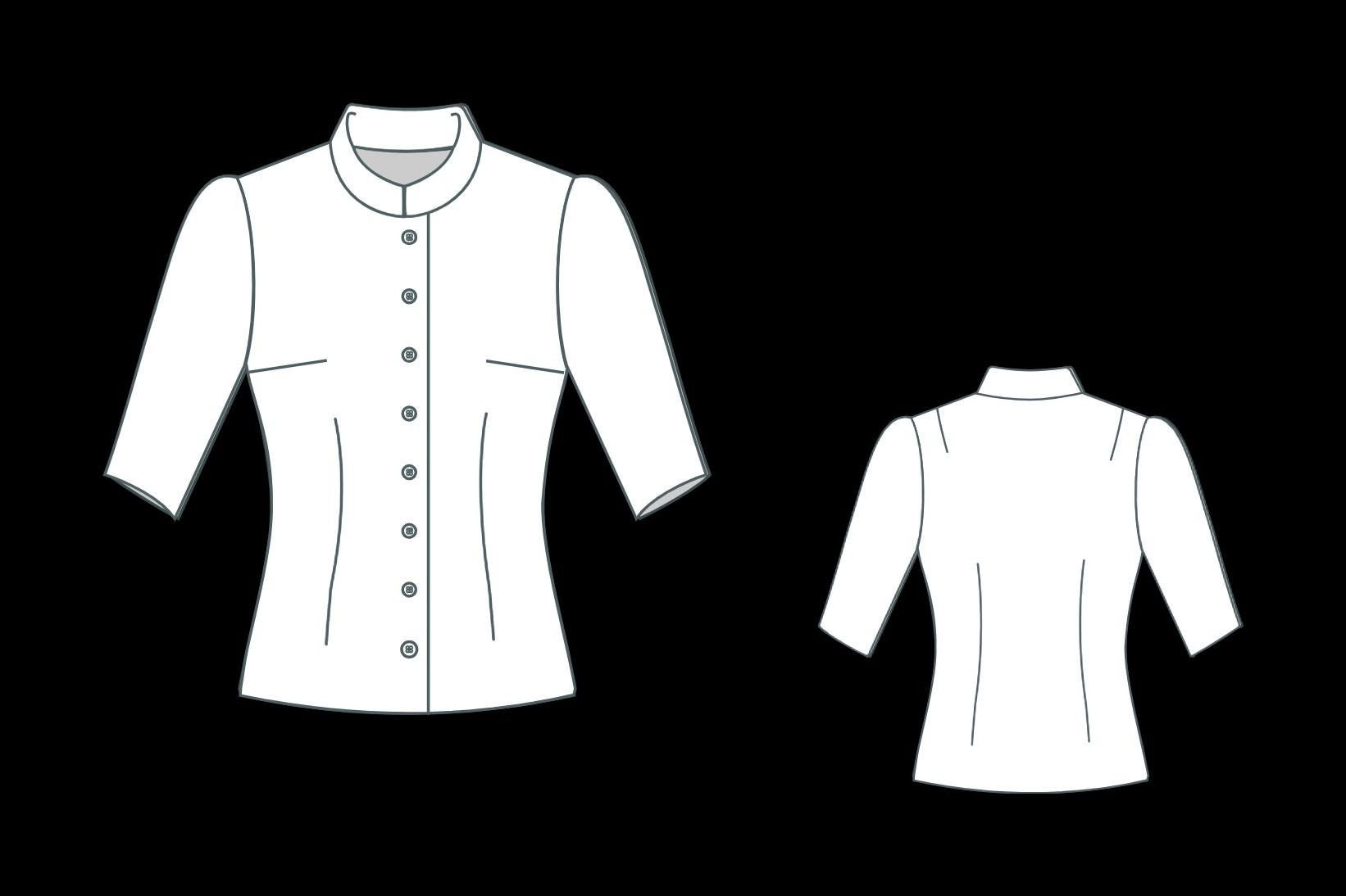 Retro Mandarin Neck Shirt Sewing Pattern: US 2-30, XS-4XL (PDF Pattern)
