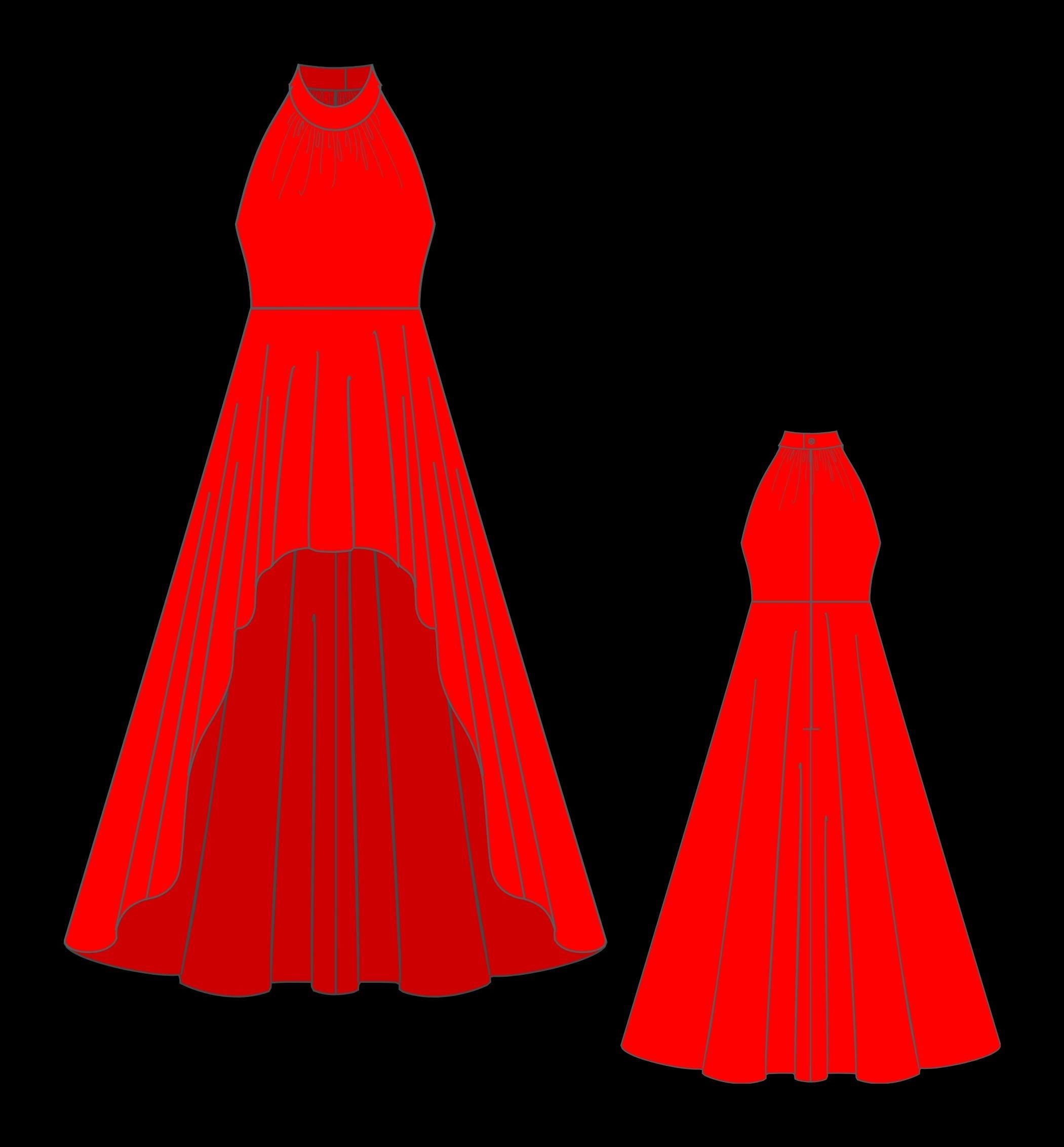 High-Low Prom Dress Sewing Pattern: XS-4XL (Digital Download)