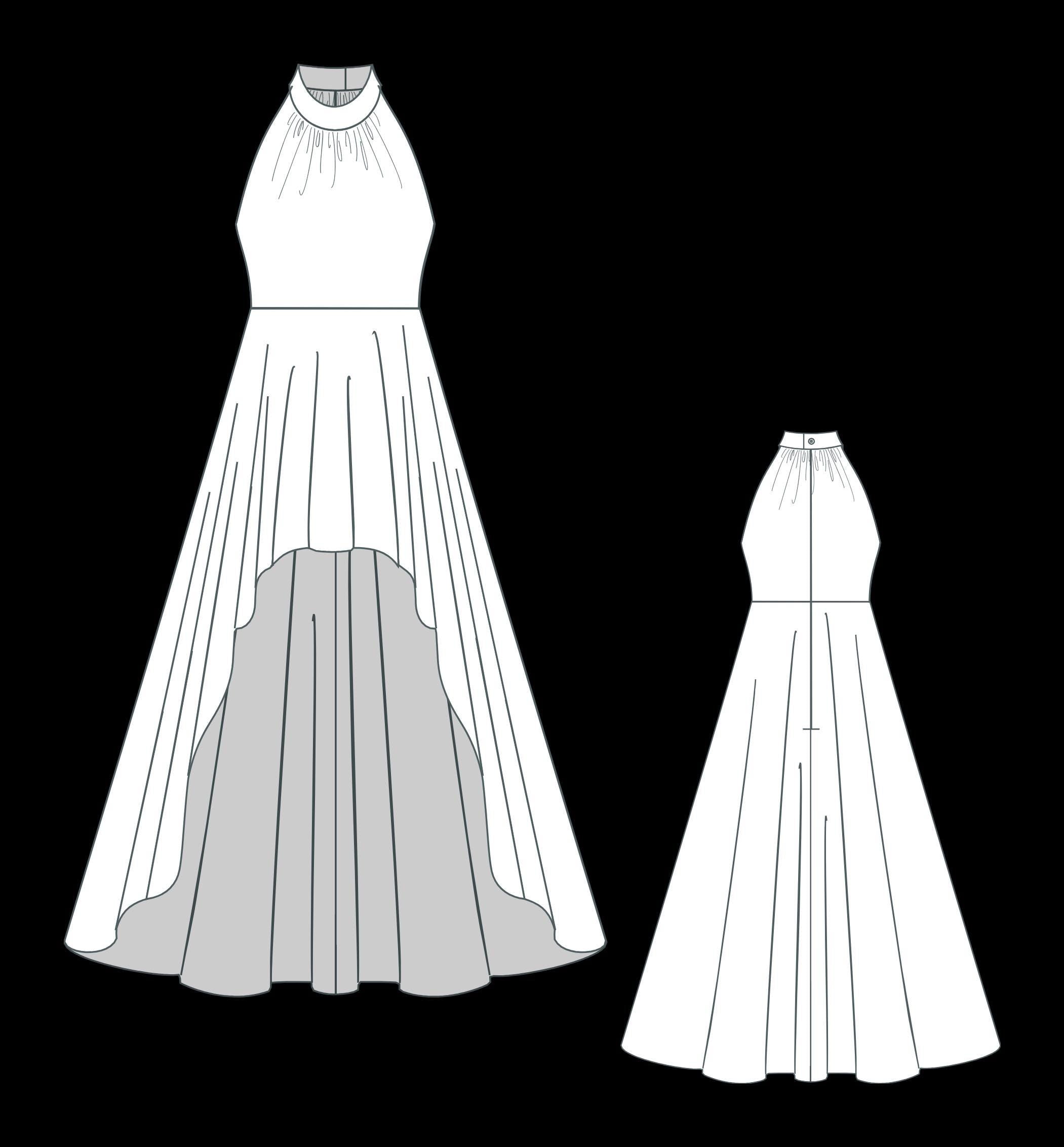High-Low Dress Sewing Pattern: Prom, Cocktail, Evening Gown (XS-4XL) (Digital Download)
