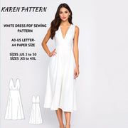 White Midi Dress Sewing Pattern:Elopement Wedding Dress (Digital Download)