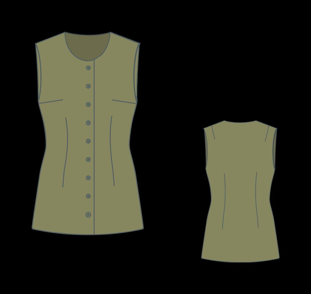 Vintage Women's Vest Sewing Pattern:Round Neck, Low Hig (PDF Pattern)