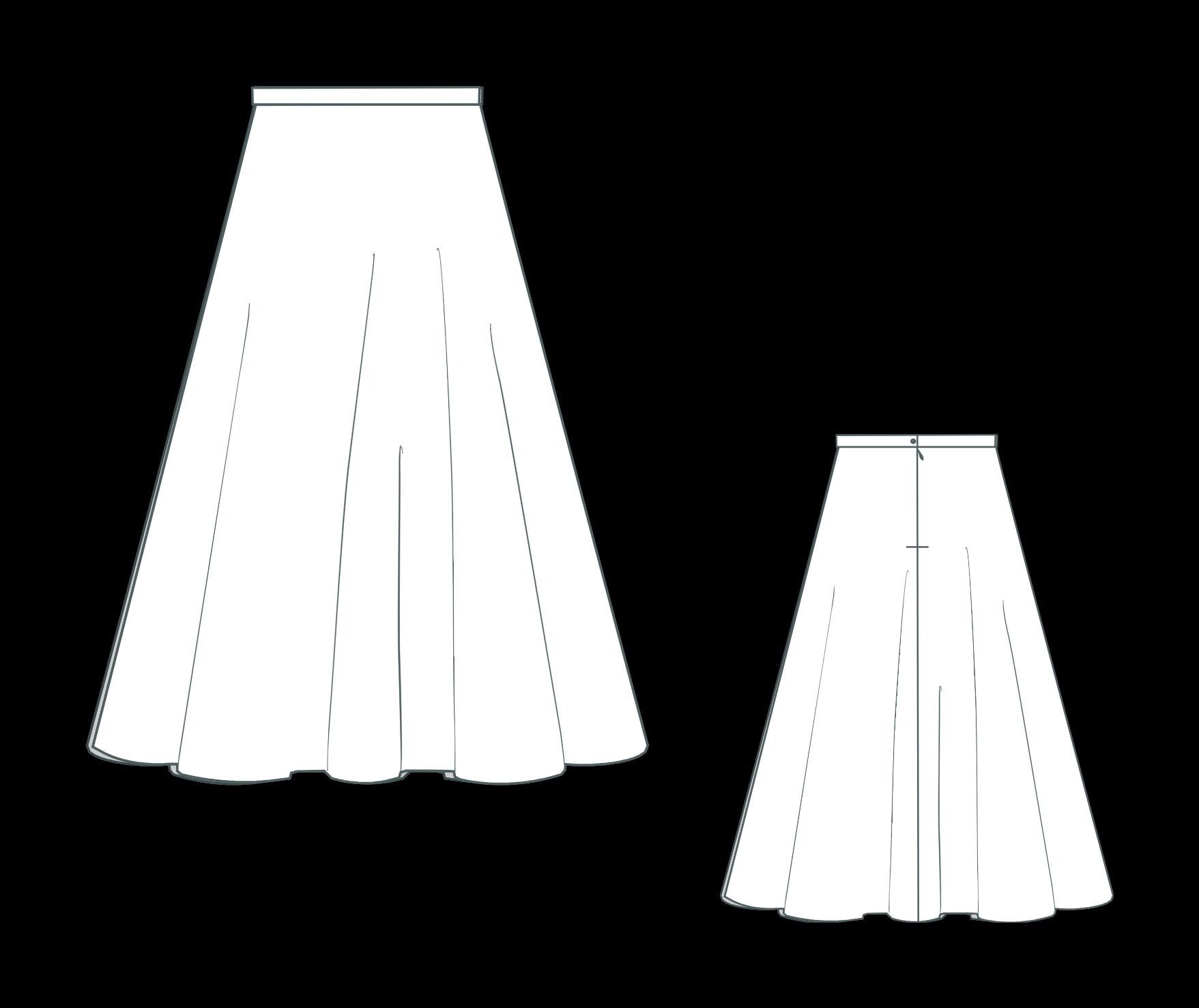 Cottagecore Midi Skirt Sewing Pattern:Half Circle Design (US 2-30) (PDF)