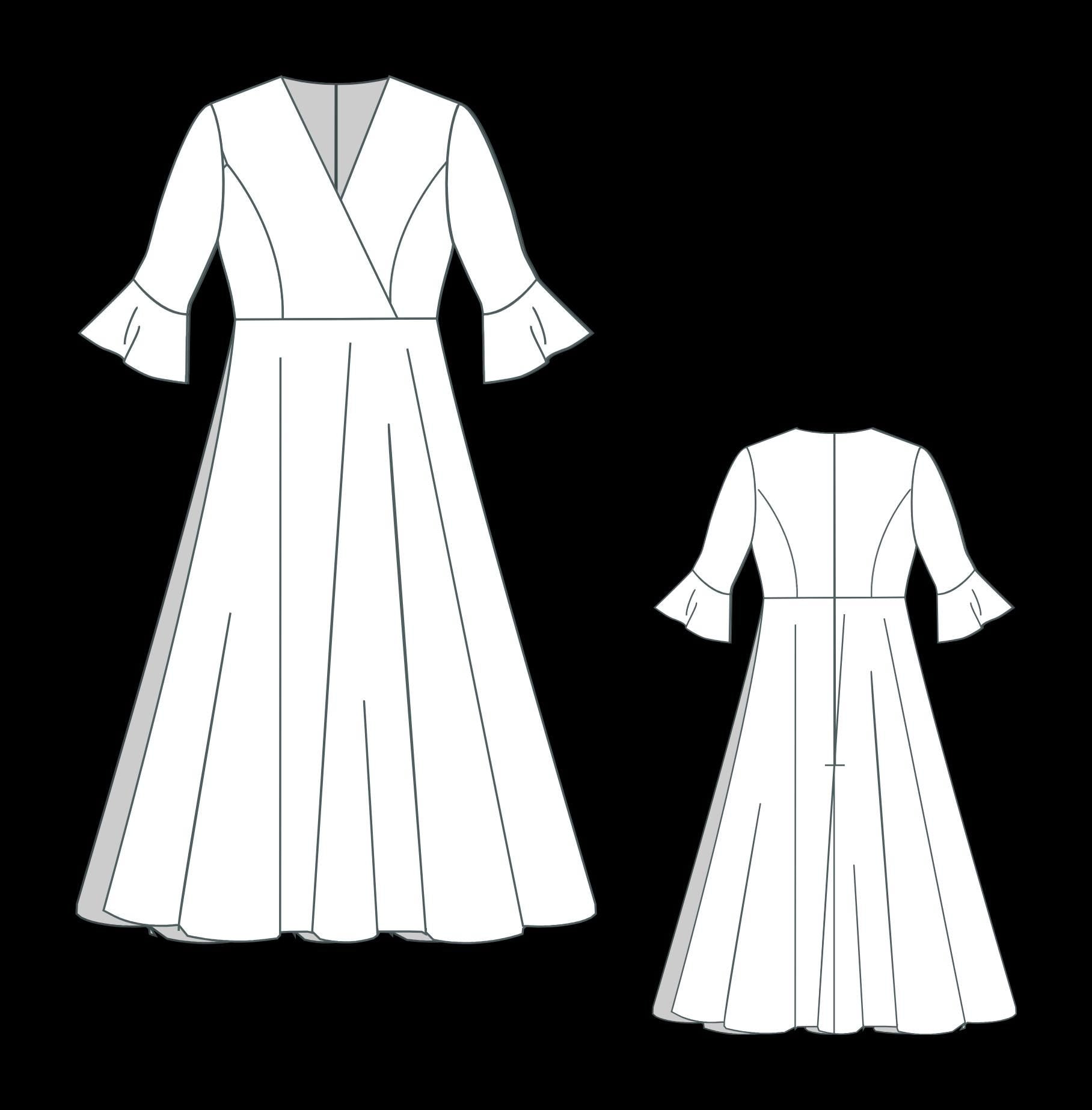 Linen Surplice Midi Dress Sewing Pattern:Plus Size XS-4XL (PDF Pattern)