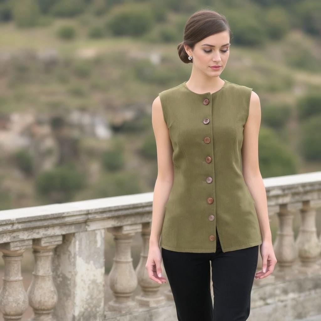 Vintage Women's Vest Sewing Pattern:Round Neck, Low Hig (PDF Pattern)