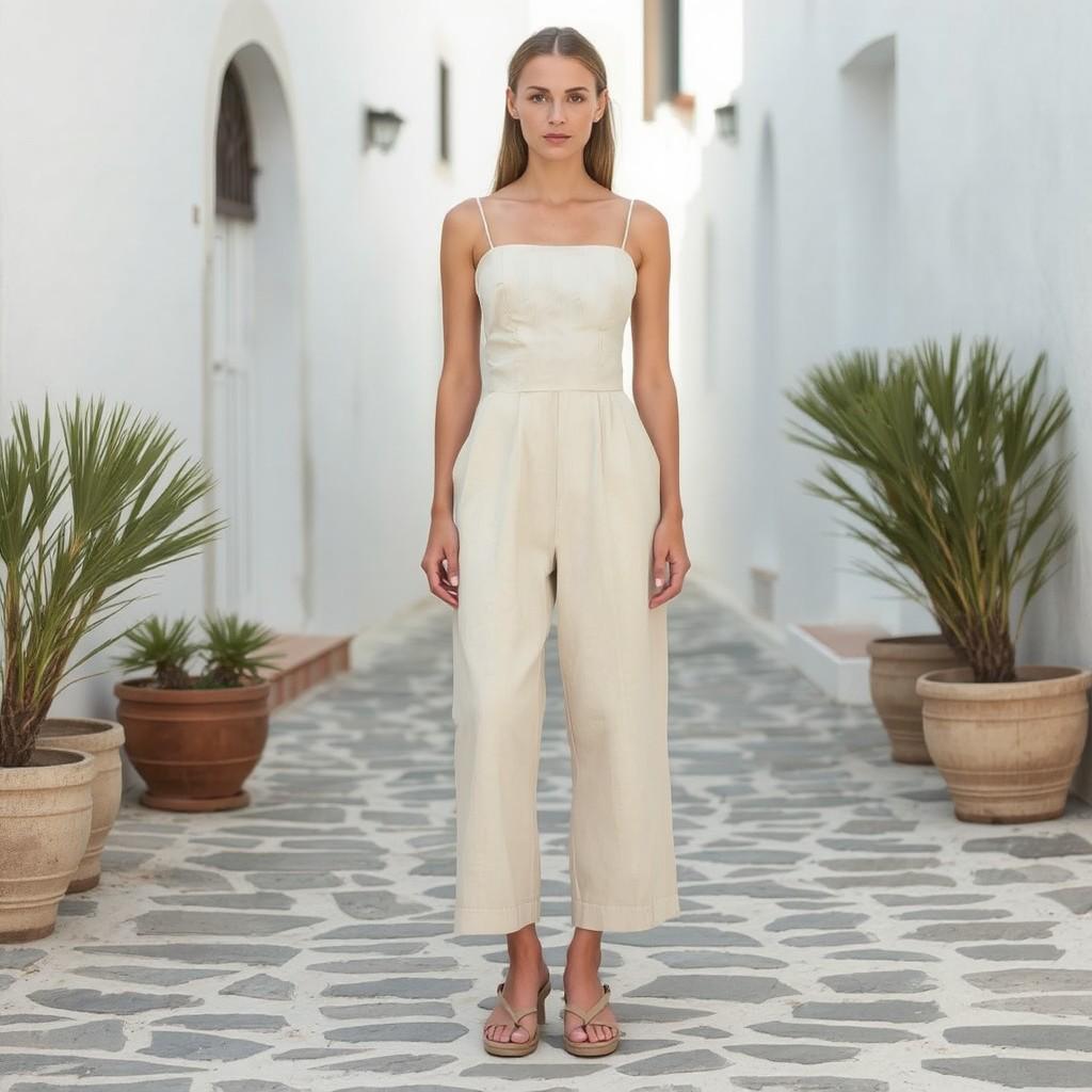 Linen Palazzo Jumpsuit Sewing Pattern:US Sizes 2-30 (PDF)