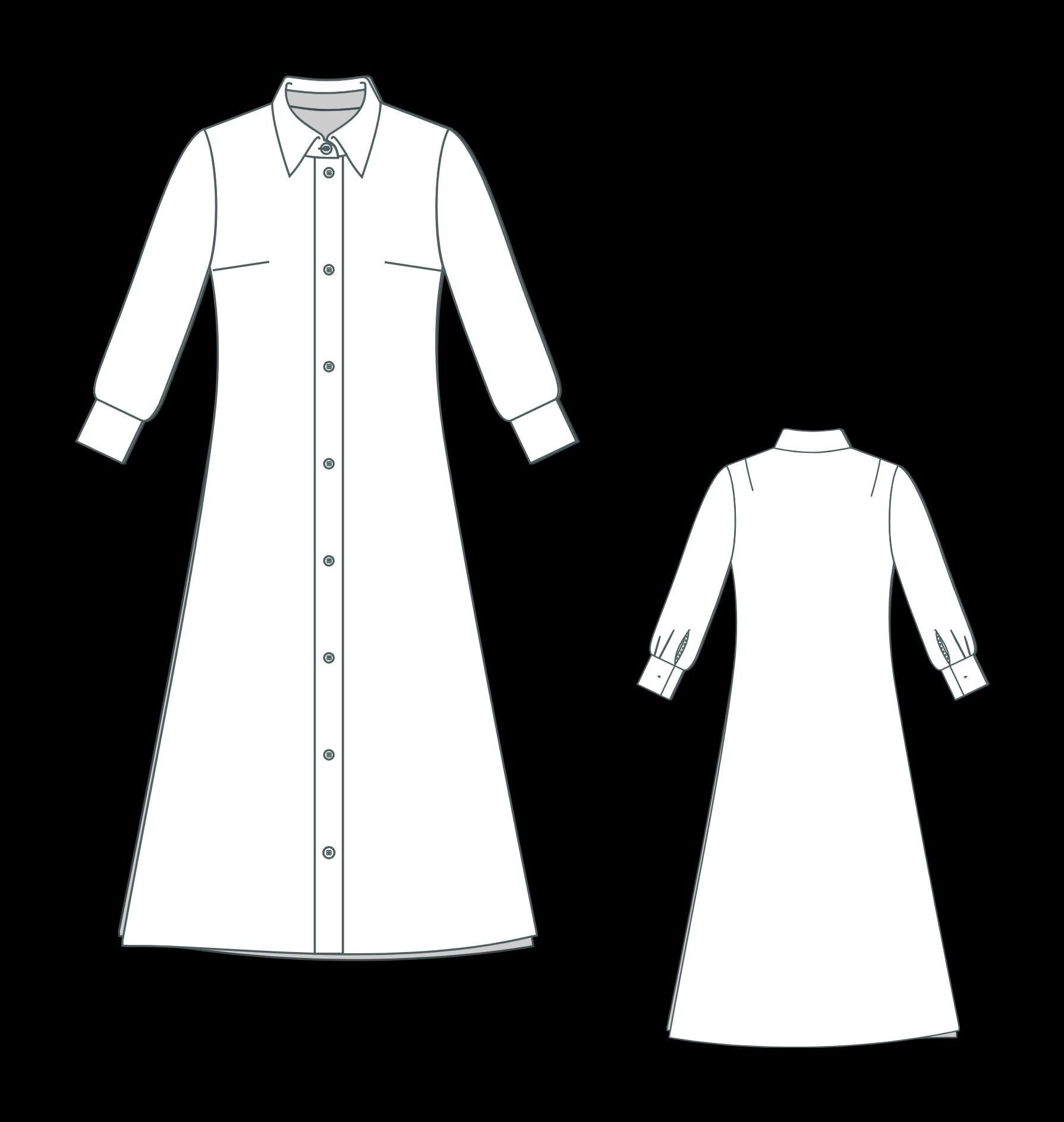 Linen Button Down Midi Dress Sewing Pattern(XS-4XL) (PDF Pattern)