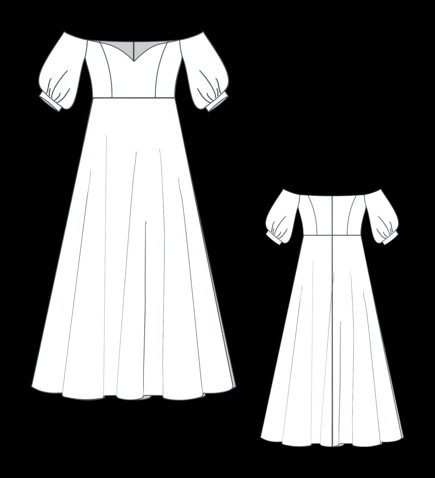 Off Shoulder Prom Dress Sewing Pattern: Tea Length, Circle Skirt (Digital Download XS-4XL)