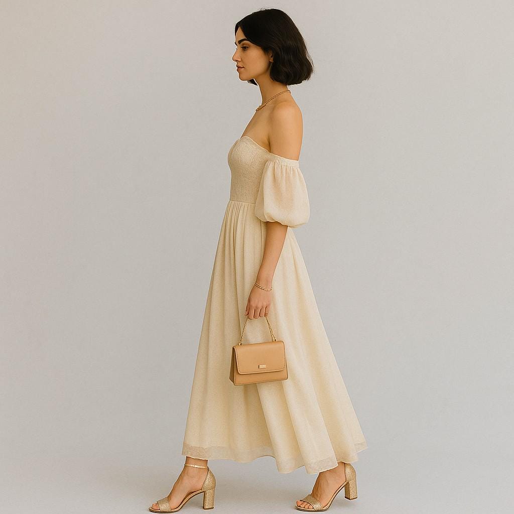 Off Shoulder Prom Dress Sewing Pattern: Tea Length, Circle Skirt (Digital Download XS-4XL)