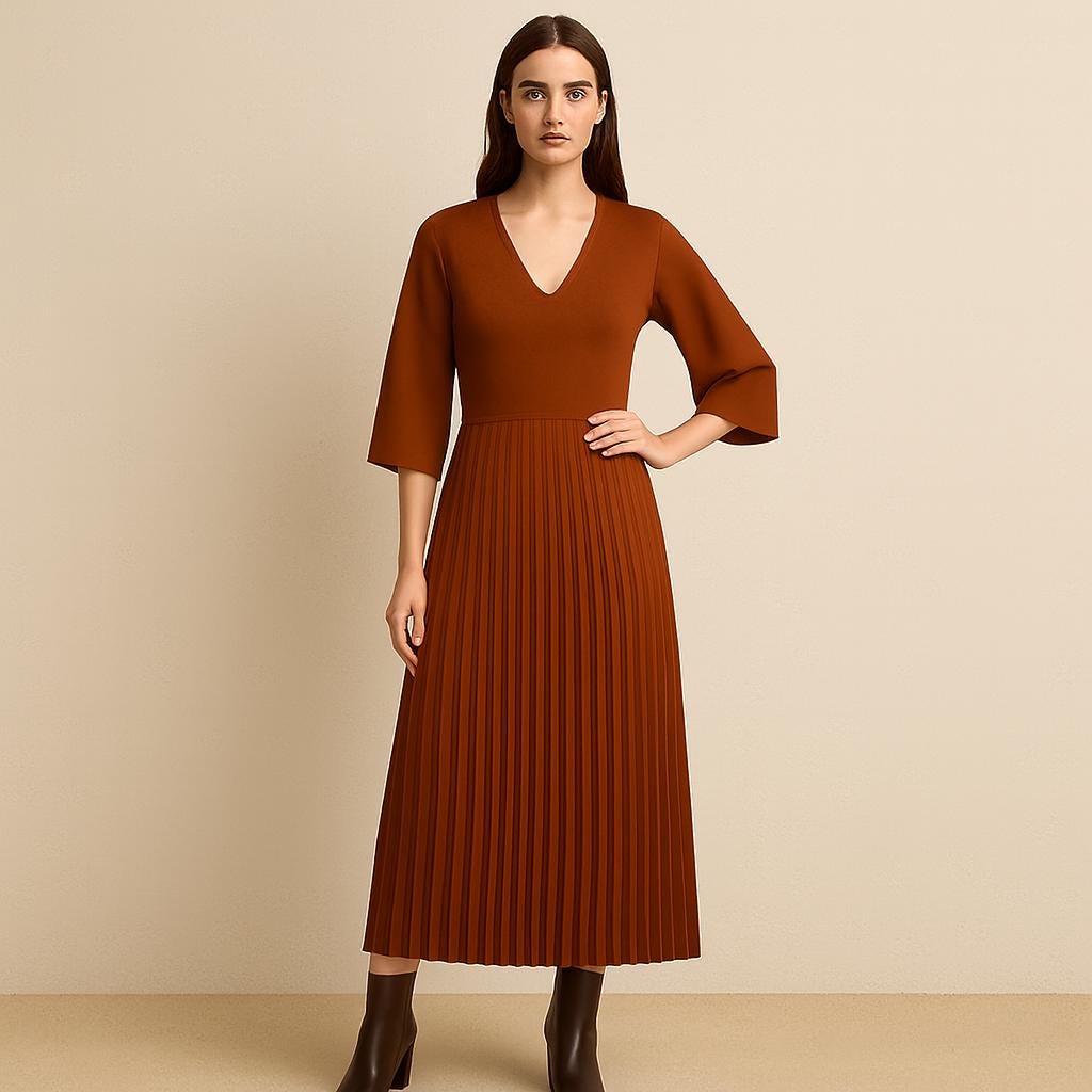 V-Neck Pleated Maxi Dress Sewing Pattern: XS-4XL (PDF Digital Download)