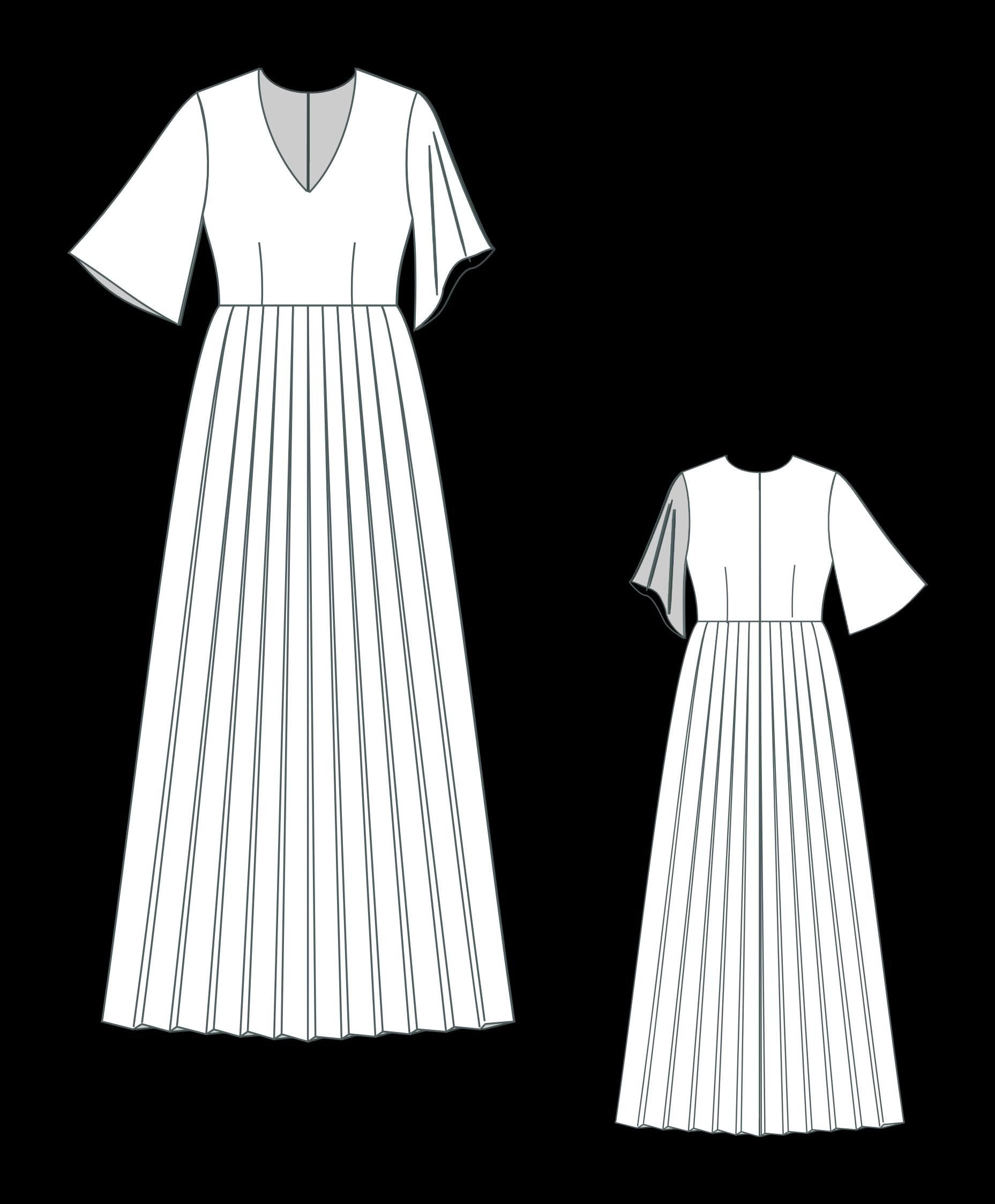 V-Neck Pleated Maxi Dress Sewing Pattern: XS-4XL (PDF Digital Download)