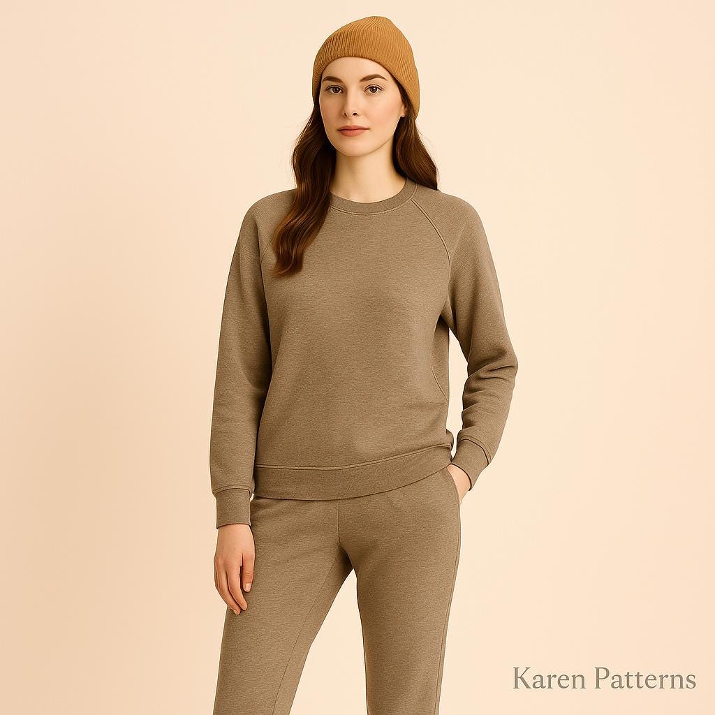 Raglan Sleeve Sweatshirt Sewing Pattern:Women's XS-4XL (PDF Pattern)