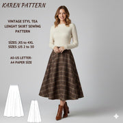Vintage Circle  Midi Skirt Sewing Pattern (Digital Download)