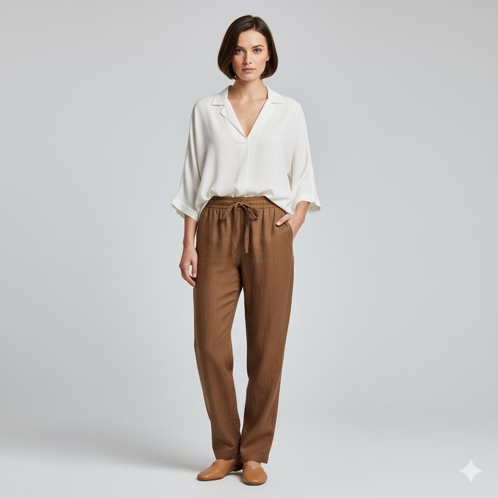 Linen Peg Leg Pants Sewing Pattern | Elastic Waist Trousers Pattern | Relaxed Fit Pants | PDF Digital Download