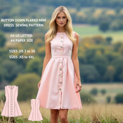 Button Down Flared Mini Dress Sewing Pattern(XS-4XL) (PDF Pattern)