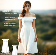 Elopement Dress Sewing Pattern: White Minimalist Design (US 2-30) (Digital Download)