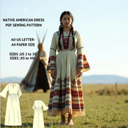 Native American Maxi Dress Sewing Pattern:Bell Sleeve Boho Style (PDF)