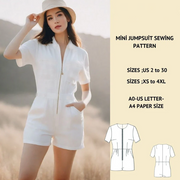 Playsuit Sewing Pattern: Mini Jumpsuit Romper - XS-4XL (Digital PDF A4/US Letter/A0)