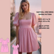 Babydoll Smock Dress Sewing Pattern:Women's XS-4XL (PDF)