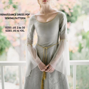 Renaissance Dress Sewing Pattern: Medieval Cosplay, Elvish Gown (PDF Pattern)